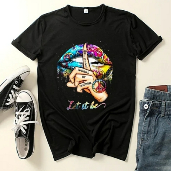 Blue "Let It Be" Graphic Tee Shirt - Picture 2 of 2